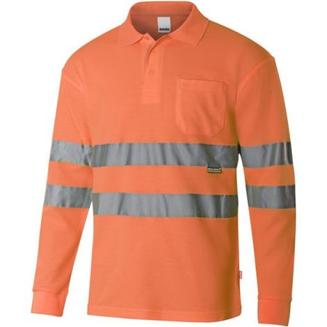 Polo algodón manga larga alta visibilidad 305514  Naranja Fluor - 5XL