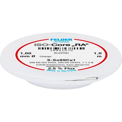 Felder ISO-Core "RA" Sn99Cu1 Lötzinn, bleifrei Spule Sn99,3Cu0,7 1 mm