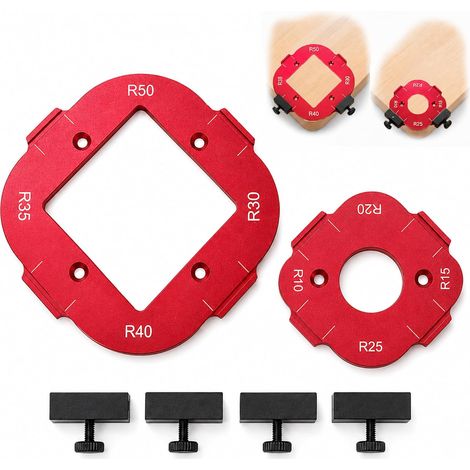 2 Pièces Gabarit de Fraisage pour Défonceuse, R10-R50 Rayon d'Angle avec Fraise à Affleurer, Outil Menuiserie Précis Bords Arrondis et Cadres - (1/5)