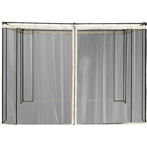 Moustiquaire pour tonnelle 3x3, 4 panneaux latéraux, moustiquaire avec crochets et fermeture éclair, protection contre les insectes, maille nylon, noire
