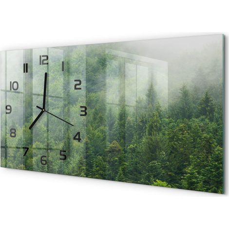 Horloge Murale XXL 60x30 cm Design Moderne en Verre Trempé Salon Salle à Manger Forêt mystérieuse (1/5)