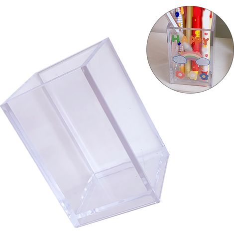 Transparenter Acryl-Stiftehalter, multifunktionaler Organizer für Stifte und Make-up-Pinsel, ideal für Büro, Schule, Zuhause, Maße 6,5 x 6,5 x 9,5 cm. (1/5)