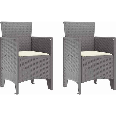 Lot de 2 Chaise de jardin,Chaise d'extérieur Gris clair 53 x 49 x 85 cm PP CFW7452355 (1/5)
