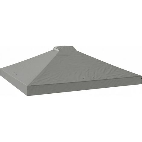 Toiture de pavillon de remplacement, étanche UV50+ avec 8 trous de drainage, 3 x 3 m, gris clair, adapté pour l'extérieur