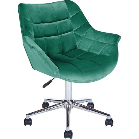 Sedia da ufficio in velluto verde girevole regolabile in altezza Labelle (1/5)