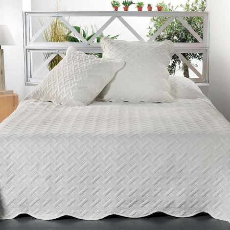 Boutis contemporain blanc cassé - 150x150cm - Ecru (1/3)