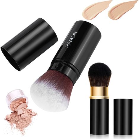 Set de 2 brochas de maquillaje retráctiles Brocha profesional multifuncional para rubor, bronceador y difuminador Brocha portátil de viaje para maquillaje diario