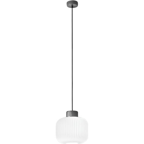 Suspension En Céramique Et Verre Soufflé, Design Plissé Blanc, Culot E27, Hauteur Réglable, Diamètre 25 Cm, Classe I, Ip20 - Marque Perenz (1/3)