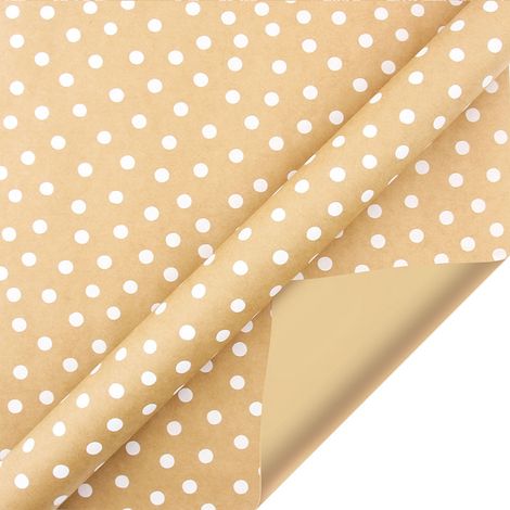 Papier d'emballage de Noël - Motif Flocon de Neige et Étoile - Papier Kraft Brun - Imprimé Or Unilatéral - 1 Rouleau - 99 x 43 cm (1/3)
