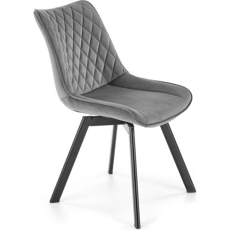 Chaise design métal noir et velours gris Jovil (1/4)