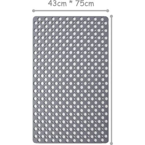 Tapis de bain antidérapant, anti-moisissure, TPE, tapis de douche antidérapant, antibactérien avec ventouses et trou de drainage, parfait pour la sécurité de tous, gris 43 x 75 cm. (1/4)