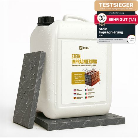 ki:ku Stein Imprägnierung - schützt mineralische Steinflächen vor Nässe & Schmutz - 10 l (1/5)