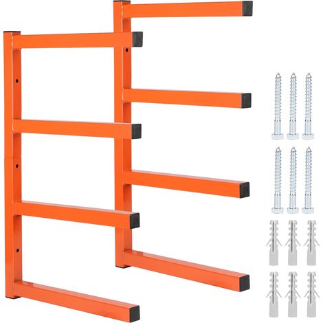 2 pcs - Étagère Murale - Support De Rangement - Acier Robuste 150kg - Pour Outils Et Vélos - Garage Et Cave - Orange - 4 Niveaux