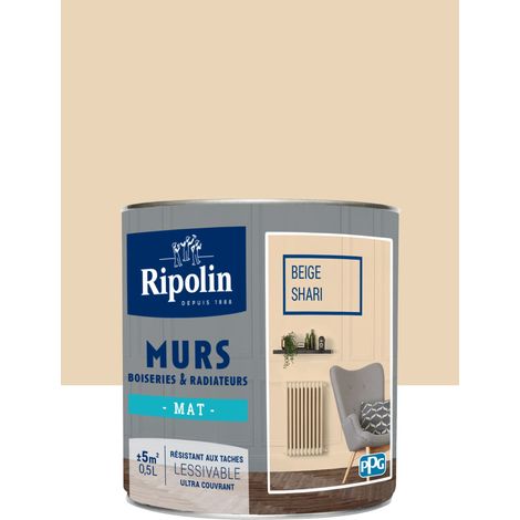 Peinture Murs, Boiseries, Radiateurs RIPOLIN Mat Beige Shari 0,5 L