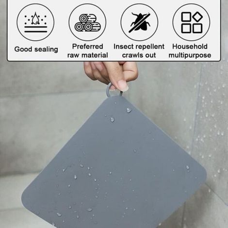Bouchon Évier - Couvercle Vidange Carré En Silicone Anti-odeurs Et Anti-cheveux - Pour Cuisine Salle De Bain Blanchisserie - 2 Pièces (1/4)