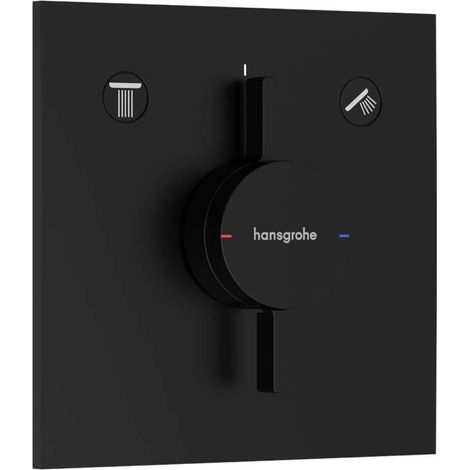 Mitigeur de douche encastré, Robinet douche carré 2 sorties, Mitigeur monocommande pour iBox universal 2, Noir mat, 75417670 (1/4)