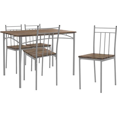 Ml-Design – Ensemble table et 4 chaises – Table 110x70cm – MDF laminé et métal – Bords arrondis – Capacité 130kg par chaise – Matériel de montage inclus (1/5)