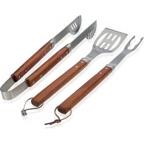 ANDREA HOUSE CC14065 Set 3 Utensilios Barbacoa Madera Acero Inox - ref: CC14065