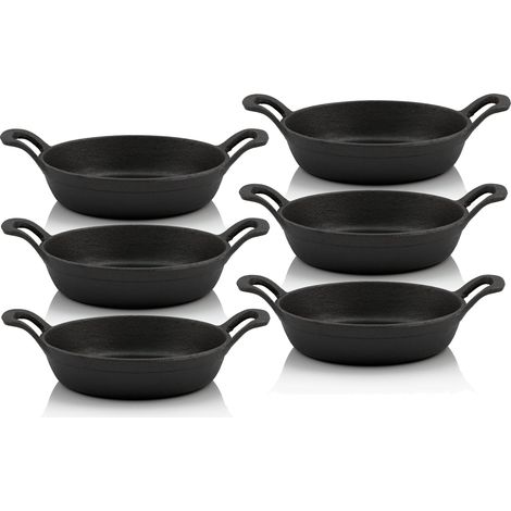 BBQ-Toro Gusseisen Servierpfännchen, 6 Stück, Ø 16 cm, rund, Gusspfanne, Bratpfanne