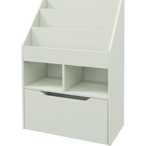 Kinderbücherregal mit Schublade, 3 Regalen und 2 offenen Fächern, Hellgrün, 60 x 29,9 x 90 cm (1/5)
