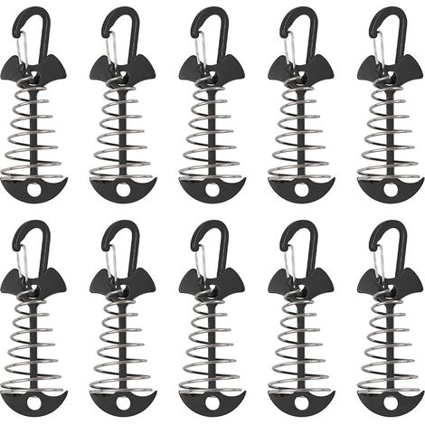 Piquets d'ancrage de surface, alliage d'aluminium coupe-vent, piquets de tente en arête de poisson avec boucle à ressort, ancrage de corde à vent portable pour camping en plein air, 10 pièces