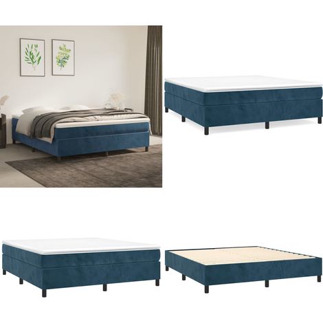 Boxspringbett mit Matratze Dunkelblau 160x200 cm Samt - Samtbett - Boxspringbett - Doppelbett - Bettauflage - Matratze - Home & Living (1/5)