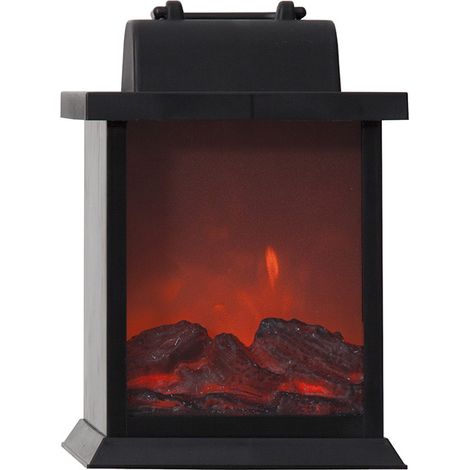 Kleiner LED Kamin ,Fireplace', batteriebetriebener Deko-Kamin, Flacker-Effekt, schwarz, H 21cm (1/5)