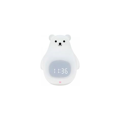 Réveil enfant blanc jour/nuit avec veilleuse LED - Réveil intelligent - Réveil éducatif et lumineux - Rechargeable - Apprentissage du sommeil - Garçons et s