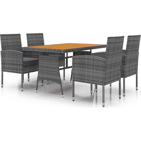 Maison Exclusive - Set da Pranzo per Esterni 5 pz in Polyrattan Grigio (1/5)