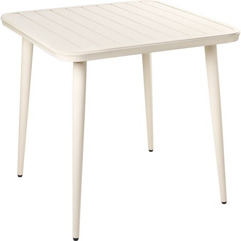 Mesa de comedor de jardín de aluminio 80 x 80 cm mobiliario de exterior moderno cuadrada beige claro Naturno
