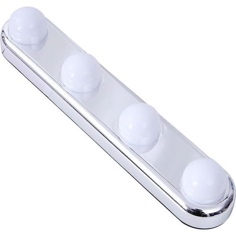 1 Miroir 4 Ampoules LED Ventouse ABS Lumière Froide Maquillage Salle De Bain (1/5)