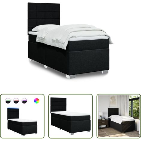 vidaXL Sommeil réparateur - Sommier à lattes de lit avec matelas Noir 100x200 cm Tissu (1/5)
