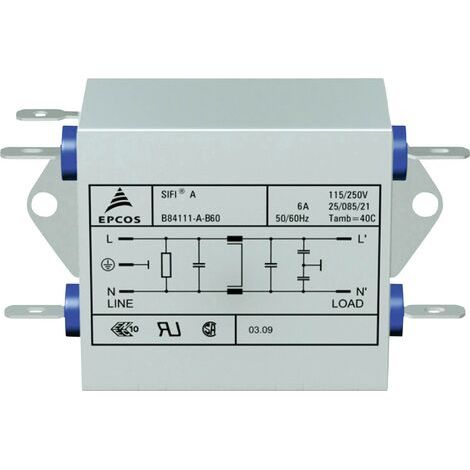 Filtre antiparasite TDK B84111A0000B110 250 V/AC 10 A 0.82 mH (L x l x H) 77 x 63.5 x 38.1 mm 1 pc(s) (1/3)