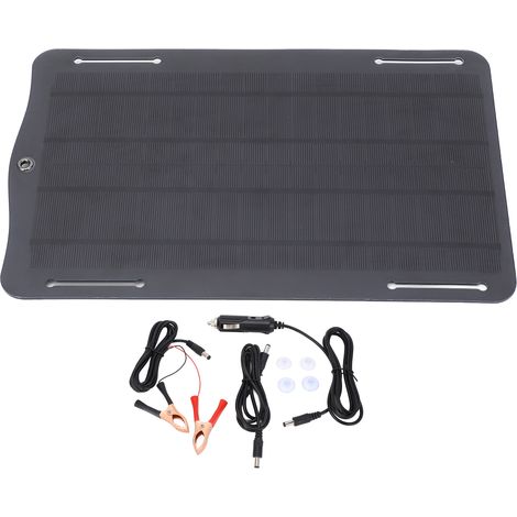 Ortviai Panneau Solaire Portable 10 W 18 V pour Batterie 12–18 V – Silicium Monocristallin, Idéal Voiture Moto Bateau Tracteur