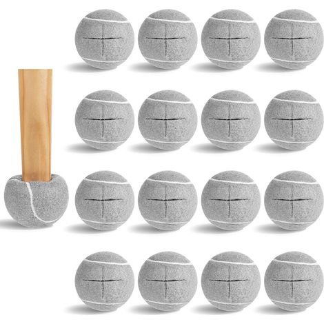 Paquete de 16 pelotas de tenis precortadas, sueltas, para patas de muebles, sillas y escritorios, protectores para proteger el suelo (gris)