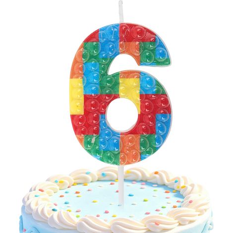Bougie d'anniversaire 6 ans garçon - Chiffres 6 - Bougies d'anniversaire pour gâteau - Décoration de gâteau d'anniversaire (1/5)