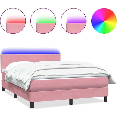 Maison Exclusive - Letto a Molle con Materasso e LED Rosa 160x210 cm in Velluto