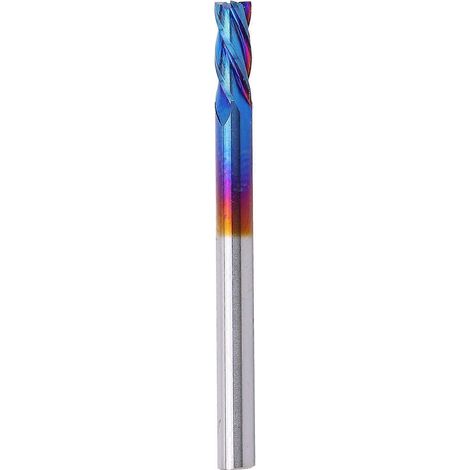 Fraise à 4 dents en acier au tungstène avec revêtement NanoBlue, fraise CNC avec poignée droite (3,175 x 3,175 x 8 pouces)