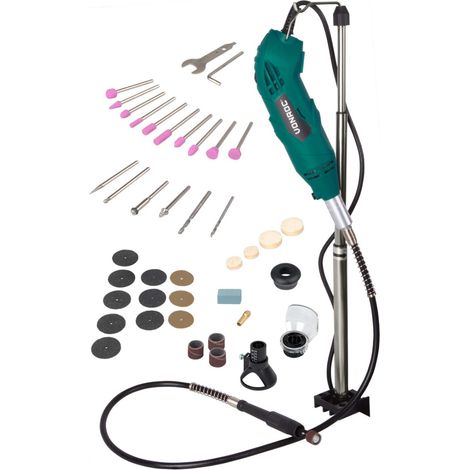Vonroc – Outil multifonction rotatif 160W – Arbre flexible 107 cm – Vitesse 8000-35000/min – 40 accessoires pour gravure et découpe (1/7)