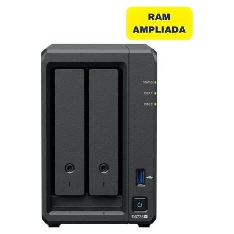 NAS Synology Diskstation DS725+/ 2 Bahías 3.5- 2.5/ 16GB DDR4/ Formato Torre
