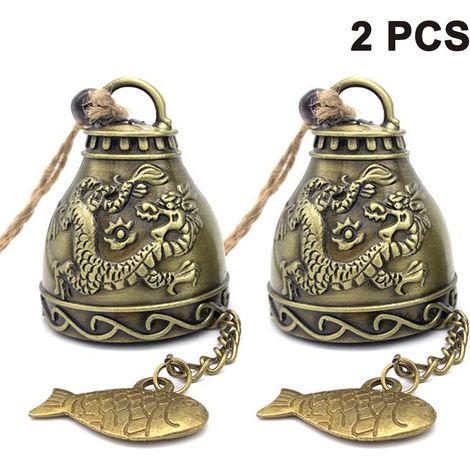 Wind Chime - Dragon Design - Zinc Alloy - 24 cm Height - For Home Garden Door Decoration - 2 Pieces (1/5)
