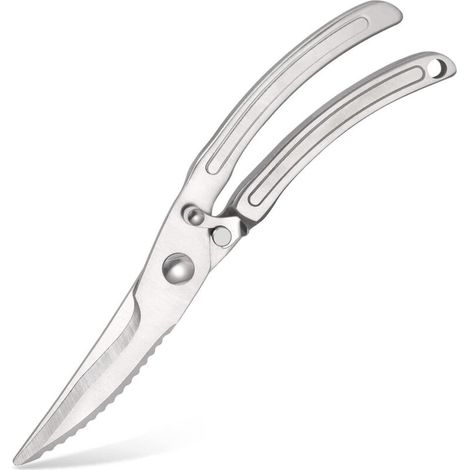 Forbici da carne robuste in acciaio inox con squamatore per pesce, un utensile da cucina versatile per un taglio preciso ed efficiente. - Crezuo (1/4)