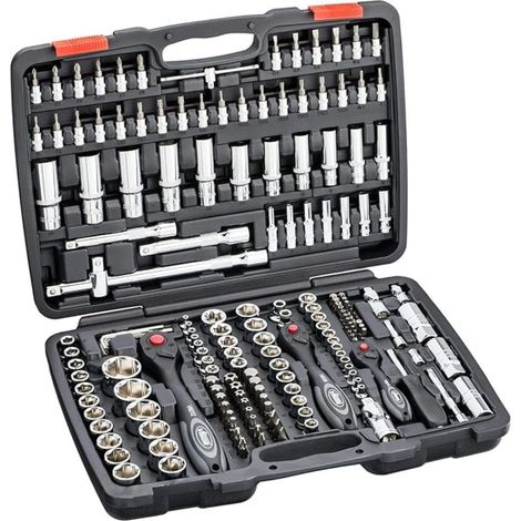 Hazet – Mallette à outils 172 pièces – Douilles 6,3 - 1/4'' pour vis à 6 pans et TORX – Cliquet réversible et rallonges incluses (1/4)