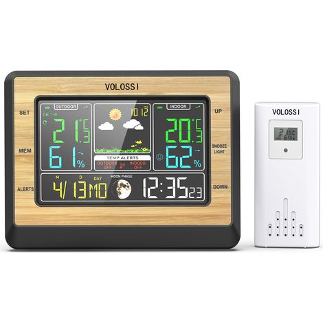 Drahtlose Wetterstation mit Außensensor, Innen-/Außenthermometer, Hygrometer und Barometer (1/4)
