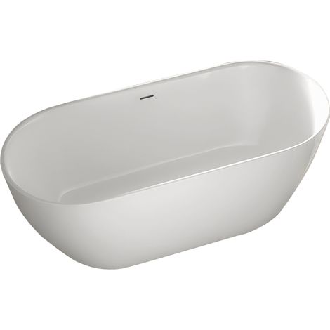BERNSTEIN - Vasca da bagno freestanding ovale in acrilico 180x80x59cm Bianco opaco + Piletta e troppopieno - JAZZ PLUS 2.0 180x80 cm