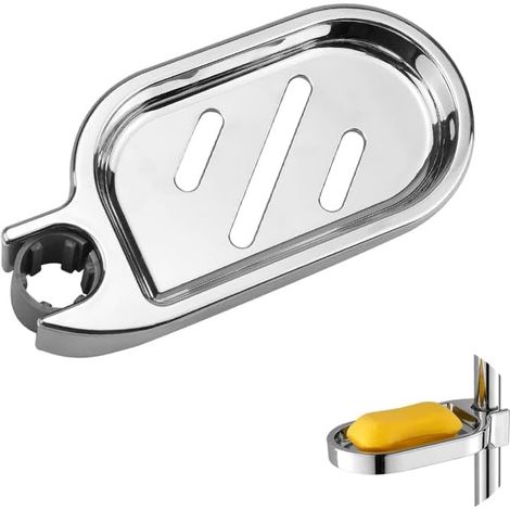 Porte-savon réglable pour barre de douche, porte-savon à pince pour salle de bain, porte-savon de douche en ABS (22 mm) (1/4)