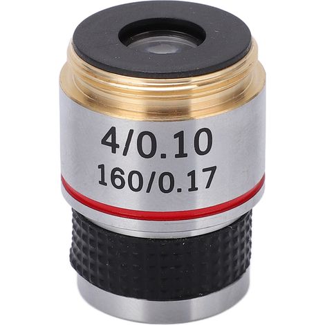 Objectif Microscope 4X 0.10 Achromatique, Filetage M20 Standard, Lentille Haute Définition pour Biologie (1/5)