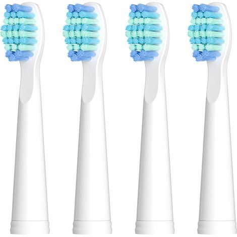 Lot de 4 têtes de brosse à dents électrique compatibles avec Fairywill, D7/D8/FW507/FW508/FW551/917/959//SG-958/SG-551/SG-507/508 poils souples Blanc (1/5)