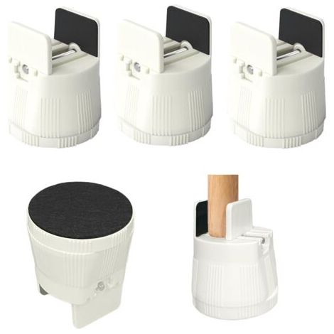Rehausseurs de lit robustes blancs pour meubles, 6 à 8 cm, espace de rangement pour lit, chaise, table, canapé, bureau, pieds réglables pour meubles inégaux (1/5)
