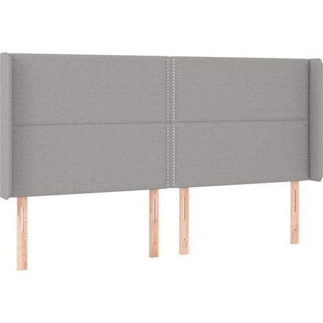 Testiera letto accessorio camera da letto mobile LED 203 x 16 x 118/128 cm tessuto grigio chiaro TDL0201304